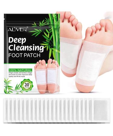 30PCS Detox Foot Pads  Detox Foot Patches  Natural Bamboo Vinegar Ginger Foot Pads  Deep Cleansing Foot Pads for Anti-Stress Relief  Sleeping  Foot Care with Adhesive Sheets