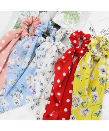 NAIHOD 10Pcs Floral Chiffon Hair Scarf Scrunchies - Women & Girls Elastic Hair Ties with Bowknot - Buy Online on GoSupps.com