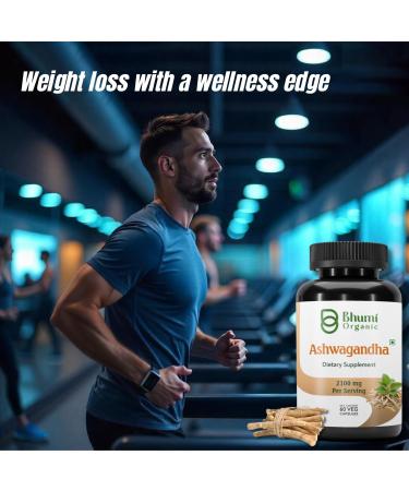 Bhumi Organic Organic Ashwagandha 2 100 mg - 60 Veggie Capsules Pure Organic Ashwagandha Powder and Root Extract - Stress Relief Mood Enhancer - Buy Online on GoSupps.com