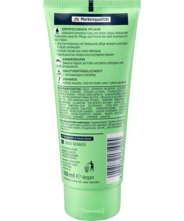 Balea Foot Cream - 2x100ml Tea Tree & Vine Leaf Extract | Vitamin-Enriched | Germany Shipping - Buy Online on GoSupps.com