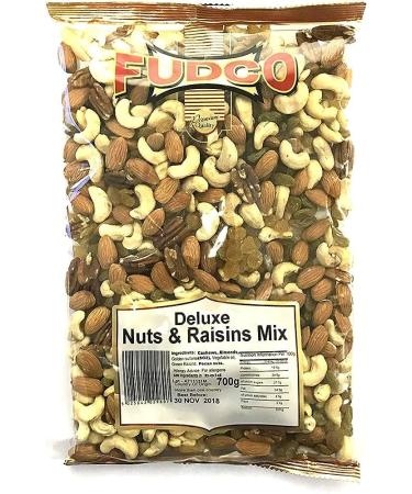 Fudco Delux Nut Raisins Mix | 700G | Mixed Dry Fruits Nuts | Dry Fruits And Nuts | Vegan | Natural Nut | High Protein | High Fibre Deluxe Nuts Raisin Mix Pack 1
