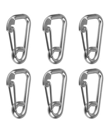 MOUNTAIN_ARK 304 Stainless Steel Spring Snap Hook 4 inches Heavy Duty Marine Grade Safety Clip 3/8 (10 mm) Diameter Carabiner Hook with Eye for Ship Boat (6 Pack)