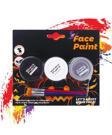 Body paint for skin washable makeup cream 3 water-soluble colors for body and face for cosplay costumes sporting events children and adults skeleton