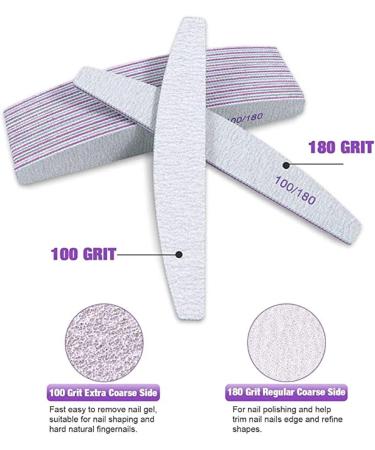 Professional Reusable Nail Files 12 Pieces 100/180 Grits Double Sided Emery Boards Manicure Tool for Acrylic Nails - Buy Online on GoSupps.com