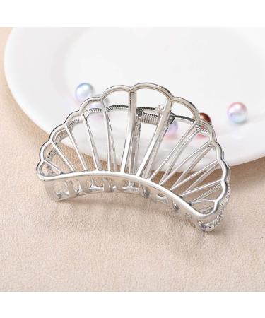 Yean Geometric Hair Claw Clip for Thick Hair - Silver Metal Jaw Clamp for Women and Girls - Buy Online on GoSupps.com
