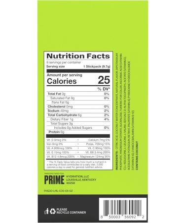 Prime Hydration Sticks Zero Sugar Lemon Lime (6 Sticks) - Buy Online on GoSupps.com