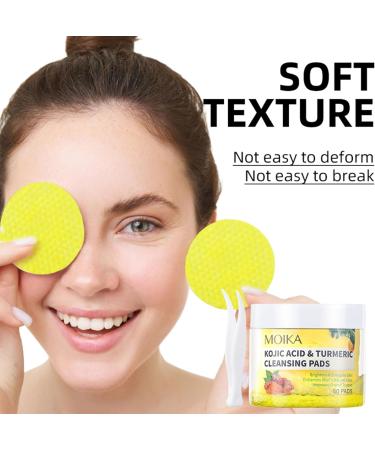 50Pcs Kojic Acid and Turmeric Cleansing Pads Travel-Friendly Cleansing Pads for Gentle Face Cleansing and Skin Smoothing - Buy Online on GoSupps.com