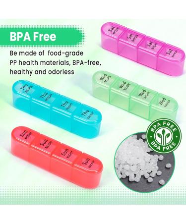 Pill Box 4 Times a Day 7 Days Pill Organiser Box with 28 Compartments Weekly Pill Case for Morning Noon Evening and Bed Time (Green) - Buy Online on GoSupps.com