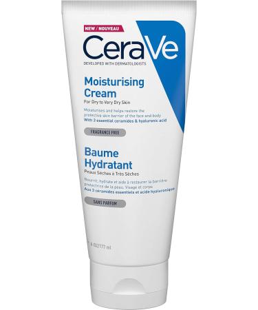 CeraVe Moisturising Cream for Dry to Very Dry Skin with Hyaluronic Acid and Ceramides - 177 ml - Buy Online on GoSupps.com