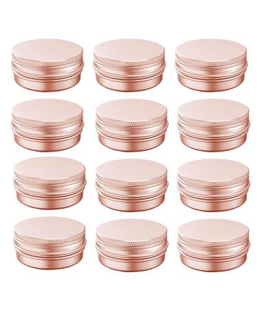0.5 oz Aluminum Tin Jar with Screw Cap Refillable Container for Cosmetic, Lip Balm, Cream, Rose Gold 12 Pcs. 0.5 0unce