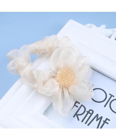 Inilbran Boho Silk Satin Hair Scrunchies Vintage Satin Hair Band Hair Ties French Elastic Hair Tie Ropes Pearl Ponytail Scrunchy Hair Ties Hair Accessories for Women and Girls Headdress Champagne - Buy Online on GoSupps.com