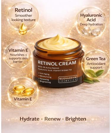 Retinol Plus+ Anti-Aging Cream - Firming Day & Night Moisturizer with Vitamin E Collagen and Hyaluronic Acid - Reduces Wrinkles for Youthful Skin 1.7 Fl Oz - Buy Online on GoSupps.com