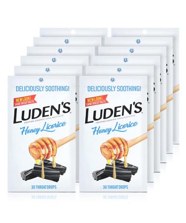 Luden's Throat Drops Deliciously Soothing Honey Licorice 30 Count Pack of 12