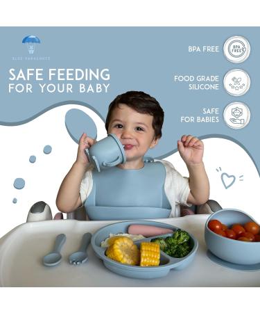 Baby Feeding Silicone Set | Weaning Kit with Suction Plate, Bowl, Bib & Utensils | Non-Slip BPA-Free Dishware | Easy to Clean | Beige - Buy Online on GoSupps.com