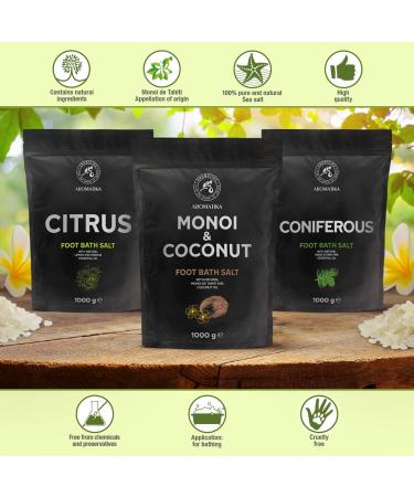 Foot Bath Salt Monoi de Tahiti & Coconut 35Oz - Natural Sea Salt for Relaxation Pedicure & Wellness - Aromatherapy Foot Care Additive - Buy Online on GoSupps.com