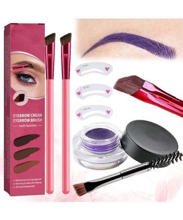 EZGHAR Home Eyebrow Care Kit 4d Laminated 4D Laminated Brow Home-Grooming Kit Multi-function Eyebrow Concealer Contour Brush 4D Hair Stroke Brow Stamp Brush-Waterproof and Long Lasting (Purple)