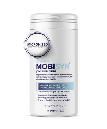 Mobisyn GLUCOSAMINE & Collagen Type II 30-Day Supply Joint Support Supplement Micronized to Increase Absorption & Support Joint Health Advanced Formula with Vitamin C 90 Capsules One-Month Supplement