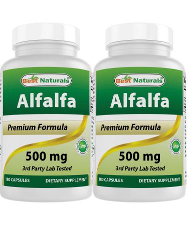 Best Naturals Alfalfa Green Super Food 500 mg 180 Capsules (180 Count (Pack of 2)) - Buy Online on GoSupps.com