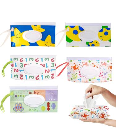 DUOBEY 5 pieces of travel wipes case wipe holder baby wipe container baby wipe holder suitable for daily use at home and when traveling
