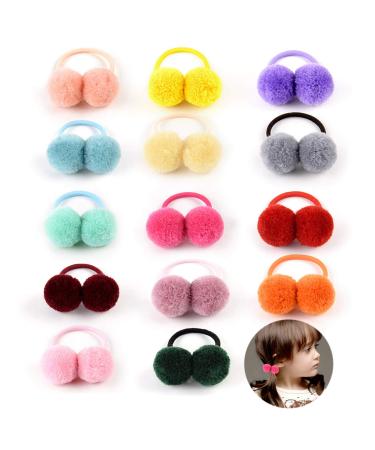 Hair tie ball Elastic hair tie pompon hair tie plush ball hair tie Multi -colored hair tie soft hair tie for babies girls children women toddlers hair accessories 14 colors