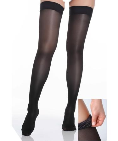 Shop BriteLeafs Thigh High Compression Stockings 20-30 mmHg | Firm Support Stay-Up Silicone Band Closed Toe - XX-Large Black - Buy Online on GoSupps.com