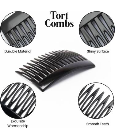 Set of 4 Tort Plain Hair Combs Slides 7cm - Strong Hold Hair Clips for Girls & Women - Buy Online on GoSupps.com