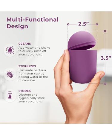 Reusable Silicone Menstrual Cup Case & Sterilizer - EcoBlossom Portable Cleaner & Microwave Steamer - Purple - Buy Online on GoSupps.com
