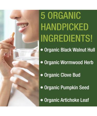 USDA Organic Wormwood Black Walnut Clove Cleanse For Humans. Elimination Detox + Intestinal Support Capsules Supplement for Adults and Kids. Pills with Artichoke and Pumpkin Seed for Added Benefits - Buy Online on GoSupps.com