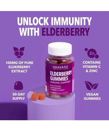 Plant Based Omega 3 Gummies for Kids (20 Servings) & Black Elderberry Gummies with Zinc and Vitamin C (60 Servings) - Buy Online on GoSupps.com