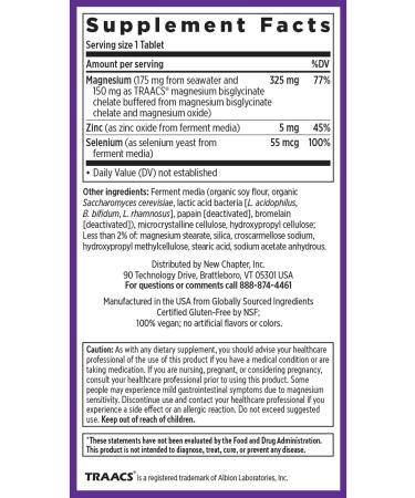 New Chapter Magnesium-Selenium-Zinc Supplement 325 mg Magnesium in One-Daily Tablet for Active Bodies Bounce Back After Exercise with Muscle Support Minerals + Hydrating Electrolytes 30 Count 30 Count (Pack of 1) - Buy Online on GoSupps.com