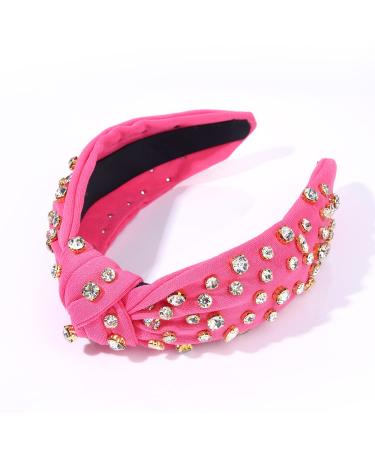 Crystal Embellished Wide Top Knot Headband in Rose Red - Women's Fashion Hair Accessories - Buy Online on GoSupps.com
