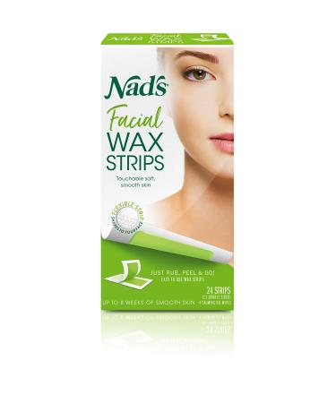 Nad's Facial Wax Strips, Fragrance free, 24 Count (Pack of 2)