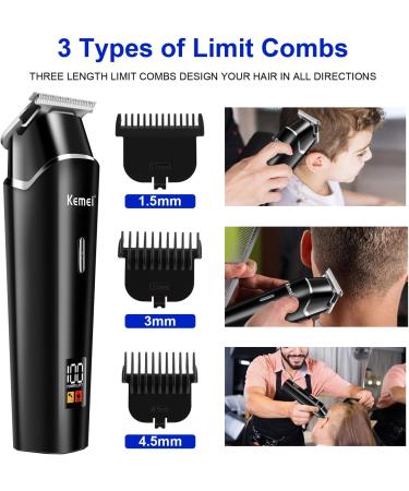 KEMEI Black Hair Clippers for Men Electric Cordless Clippers for Hair Cutting Professional Barber Clippers USB Rechargeable Wireless Haircut Clippers km-1113 - Buy Online on GoSupps.com
