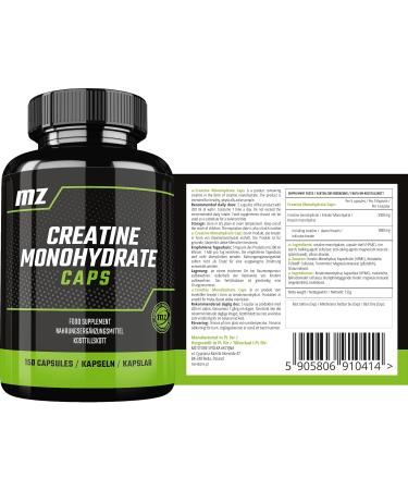 Buy MZ Creatine Monohydrate 3500 mg - 150 Capsules 1 Month Supply - Boost Physical Performance - International Shipping Available - Buy Online on GoSupps.com