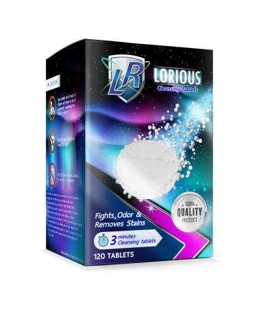 LORIOUS 120 Retainer Cleaner and Denture Cleaner Tablets for 4 Months Supply, Remove Bad Odor, Plaque, Stains from Invisalign, Braces, Aligner, Sport Mouthguard, Dental Night Guard for Grinding Teeth