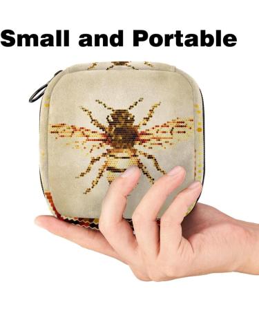 Stylish Honeybee Geometric Women's Menstrual Pad & Cup Storage Bag - Portable Zipper Pouch for Teens & Girls - Buy Online on GoSupps.com