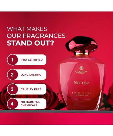 Carltons Londons Women Eau De Parfum SINROSE - 100ml | Pear Rose Musky Amber scents I Long lasting Luxury Perfume for women | Premium Fragrances EDP Scent for girls women ladies - Buy Online on GoSupps.com