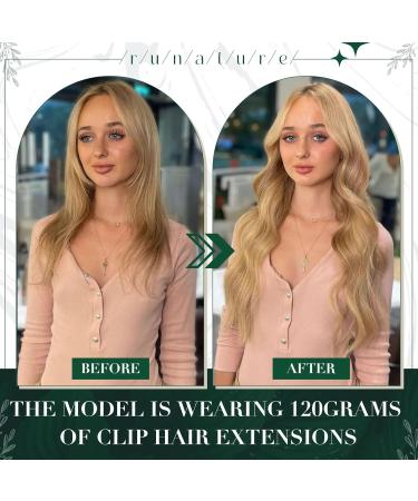 Runature Clip-In Real Hair Extensions - Gold Blonde & Light Blonde 50g 25cm (10 inch) #16P24 - Smooth Remy Hair 3PCs - Buy Online on GoSupps.com