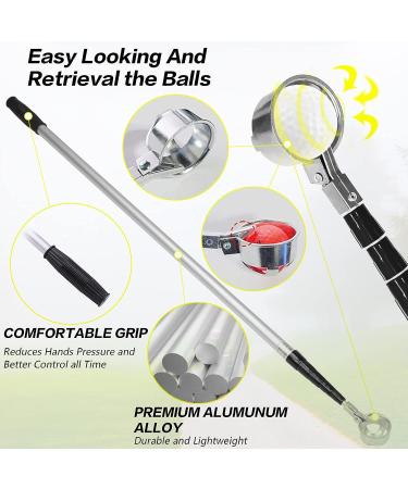 FINGER TEN Golf Ball Retriever Pole - Telescopic 15ft Stainless Steel Shaft with Cleaner Pouch - Ultimate Golf Ball Grabber Picker - Buy Online on GoSupps.com