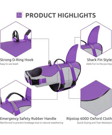Shop Cit toile Life Jacket for Dogs - Safe & Lightweight Swimming Vest with Handle | Reflective | Sizes XS-XL | Pink Green Purple - Buy Online on GoSupps.com