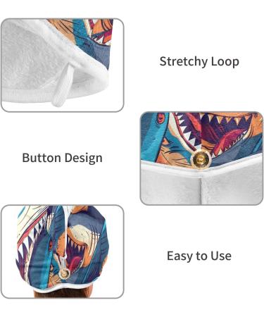 Angry Sharks Hair Towel 2 Pack | Super Absorbent Quick Dry Hair Turbans for Women & Girls - Buy Online on GoSupps.com