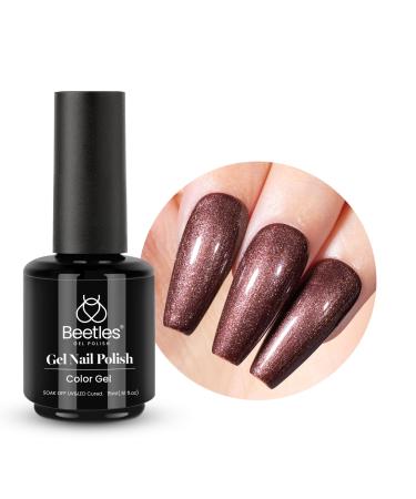 beetles Gel Polish 15mL Chestnut Brown Sparkle Pearl Dark Brown Glitter Chocolate Brown Gel Nail Polish Gel Soak Off UV LED Nail Lamp Nail Art Manicure Salon 1 Pcs