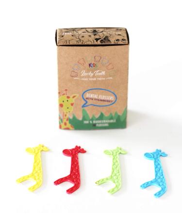 Kids Dental Floss Picks Without Fluoride Natural Strawberry Flavor. Fun & Colorful Animal Shape Will Make Any Little one Floss. Part Biodegradable & Eco-Friendly. Prevent Tooth Decay & Gum Disease.