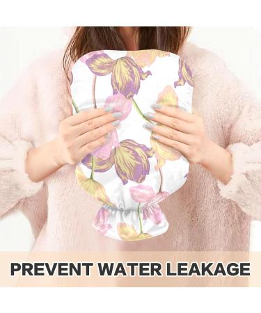 NAANLE Watercolor Tulip Pattern Heat Bottle - 1L Hot Water Bottle for Back Pain Relief & Cold Therapy - Buy Online on GoSupps.com