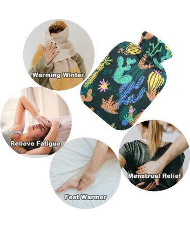 NAANLE 1L Hand-Drawn Cactus Hot Water Bottle - Pain Relief for Menstrual Cramps & Heat Therapy - Buy Online on GoSupps.com