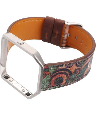 Shop Soft Sports Bracelet for Fitbit Blaze - Adjustable Floral Leather Band for Women & Girls (14-20.3 cm) - Replacement with Metal Frame - Buy Online on GoSupps.com