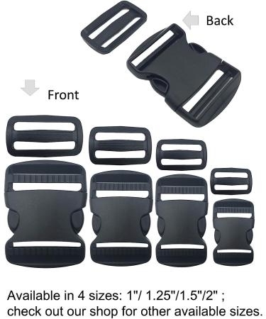 EesTeck 2 Set 1.5 Inch Flat Dual Adjustable Plastic Quick Side Release Plastic Buckles and Tri-glide Slides for Luggage Straps Pet Collar Backpack Repairing (Black  Fit For 1.5/38mm Webbing Straps) 1.5"-2 Pack - Buy Online on GoSupps.com