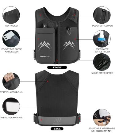 Amostec Running Vest with Cell Phone Pocket & Zipper - Lightweight Waterproof Jogging Gear for Men & Women | Reflective & Ideal for Running Biking Fitness - Buy Online on GoSupps.com