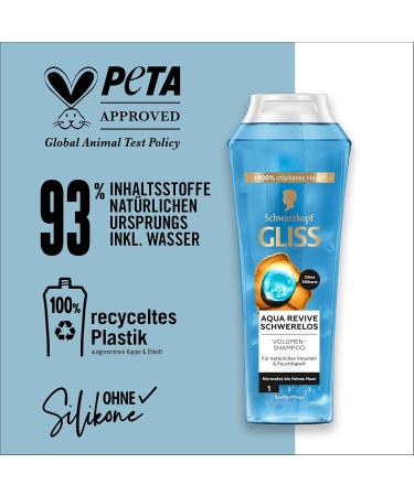 Gliss Weightless Aqua Revive Shampoo (250 ml) - Restorative shampoo for normal to fine hair - Buy Online on GoSupps.com