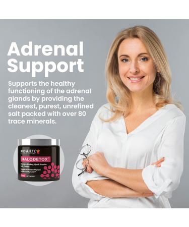 Miss Lizzy HaloDetox Pure Unrefined Pink Salt Powder with 80 Minerals to Halogen Detox Bromine Chlorine & Fluoride Replenish Electrolytes & Support Healthy Thyroid & Adrenal Functions 4oz - Buy Online on GoSupps.com